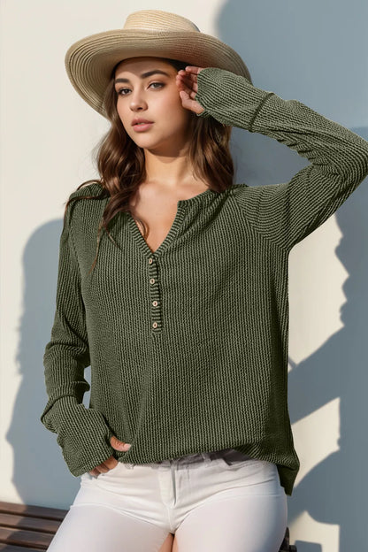Double Take Full Size Notched Thumbhole Long Sleeve T-Shirt – Uneeque Designzz