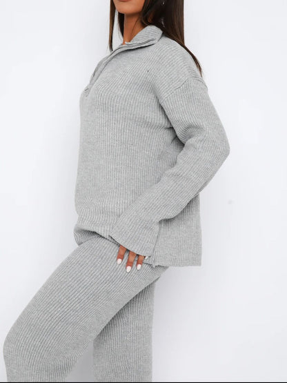Quarter Zip Long Sleeve Top and Pants Set – Uneeque Designzz