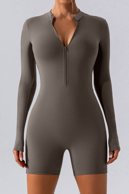 Half Zip Long Sleeve Active Romper – Uneeque Designzz