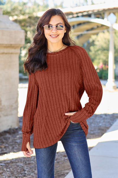 Basic Bae Full Size Ribbed Round Neck Long Sleeve Knit Top – Uneeque Designzz