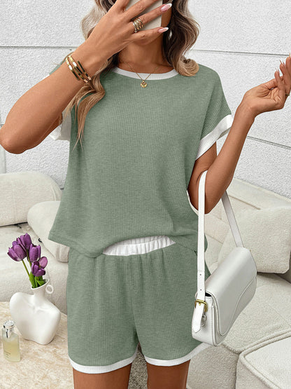 Contrast Trim Short Sleeve Top and Shorts Set – Uneeque Designzz