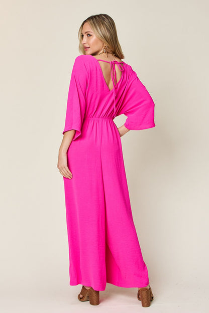 Double Take Full Size Surplice Wide Leg Jumpsuit with Pockets – Uneeque Designzz