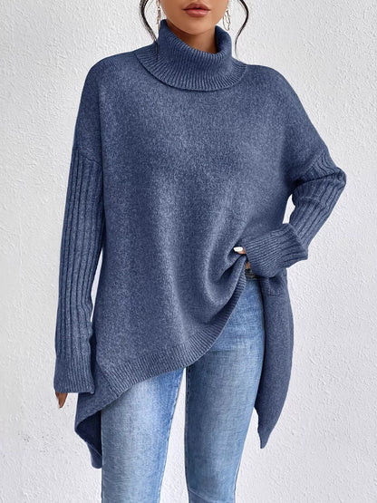 Turtleneck High-Low Hem Sweater – Uneeque Designzz