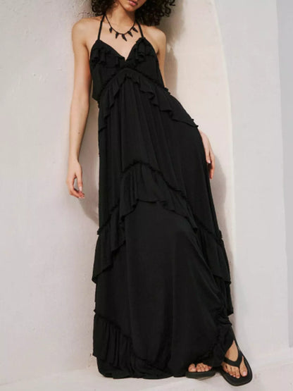 Ruffled Halter Maxi Dress – Flowy & Feminine – Uneeque Designzz
