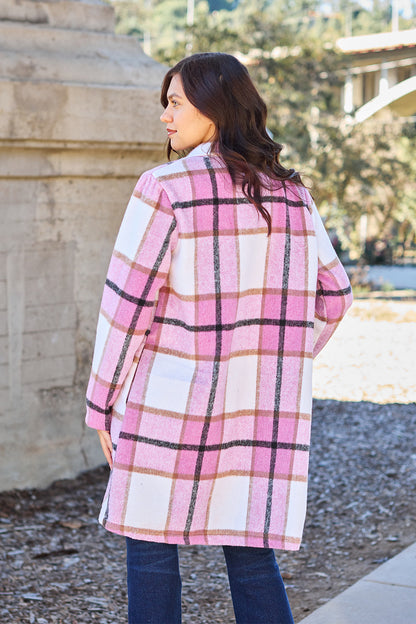 Double Take Full Size Plaid Button-Up Lapel Collar Coat – Uneeque Designzz