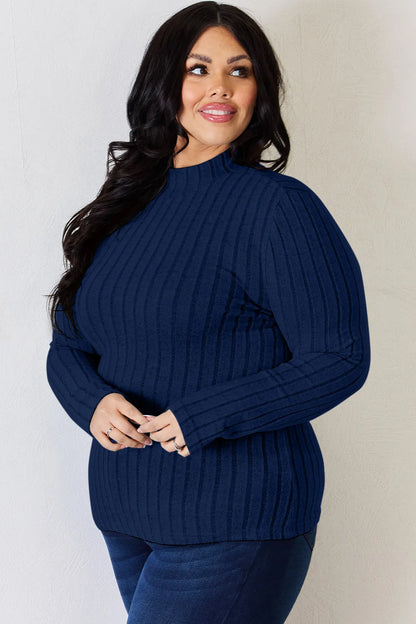 Basic Bae Full Size Ribbed Mock Neck Long Sleeve T-Shirt – Uneeque Designzz