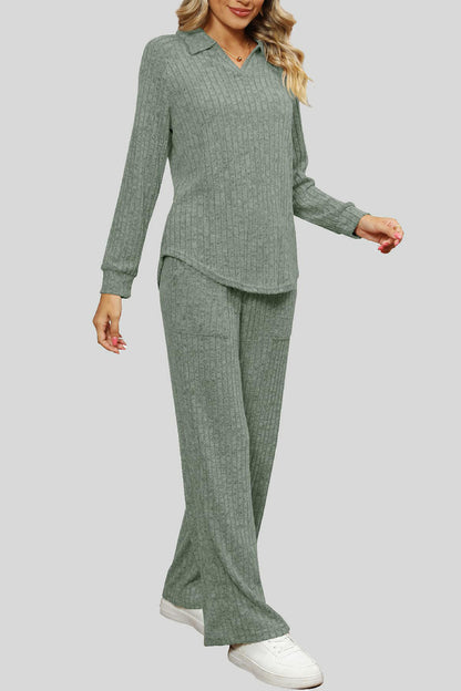 Ribbed Long Sleeve Top and Pocketed Pants Set – Uneeque Designzz