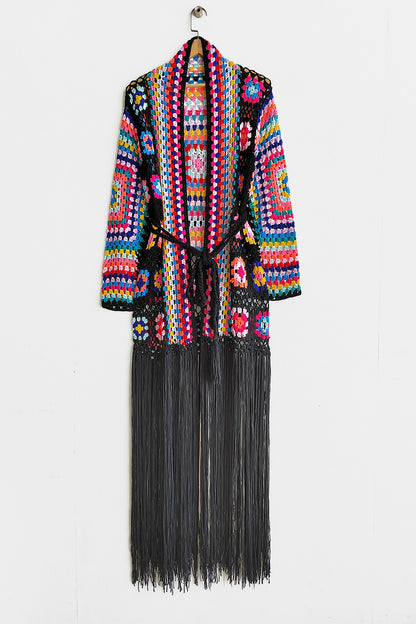 Fringe Tied Long Sleeve Cardigan – Uneeque Designzz