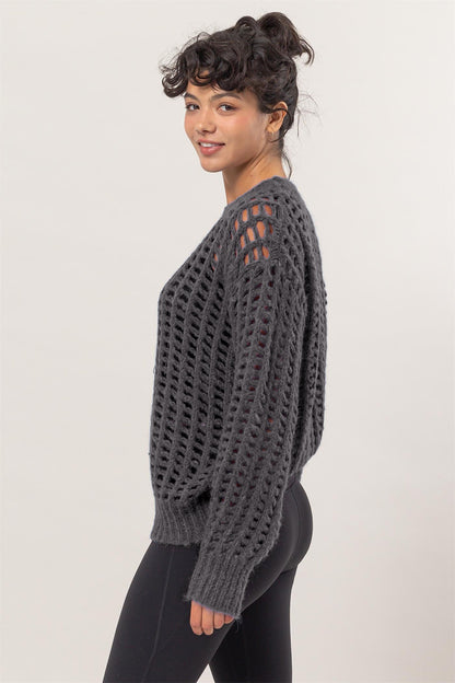 HYFVE Openwork Round Neck Long Sleeve Knit Cover Up – Uneeque Designzz