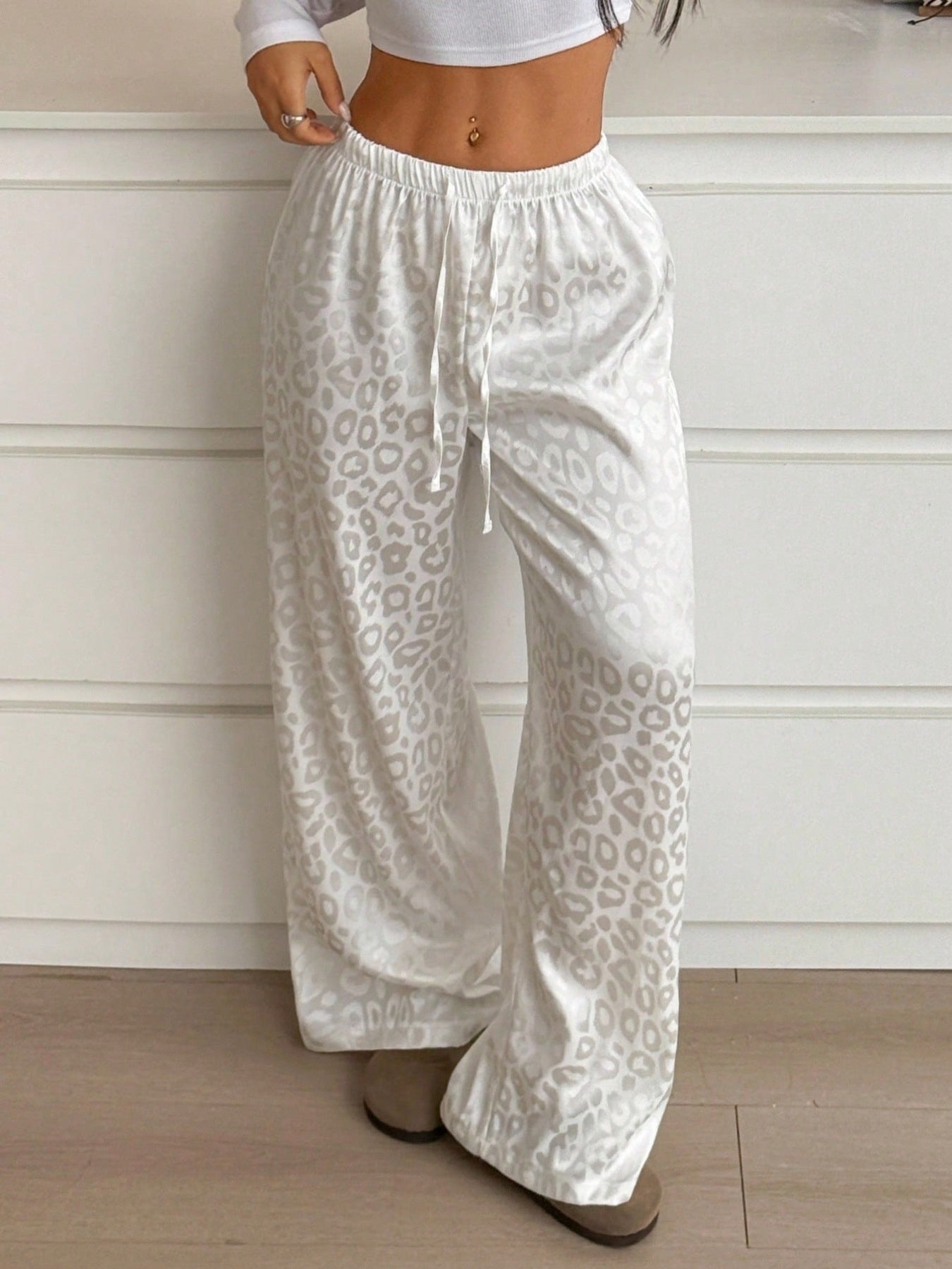 Leopard Print Wide Leg Pants by Trendsi