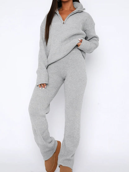 Quarter Zip Long Sleeve Top and Pants Set – Uneeque Designzz
