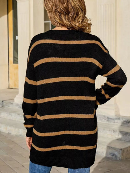 Striped Button-Down Knit Cardigan – Uneeque Designzz