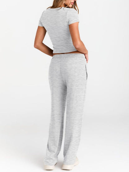 Round Neck Short Sleeve Tee and Pants Set – Uneeque Designzz