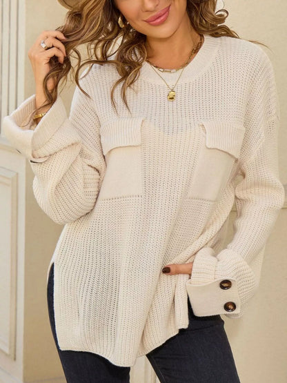 Pocket Detail Round Neck Sweater – Uneeque Designzz