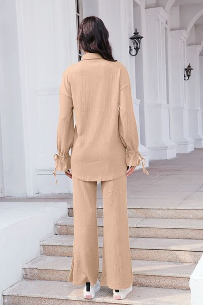 Drawstring Flounce Sleeve Shirt and Pants Set – Uneeque Designzz