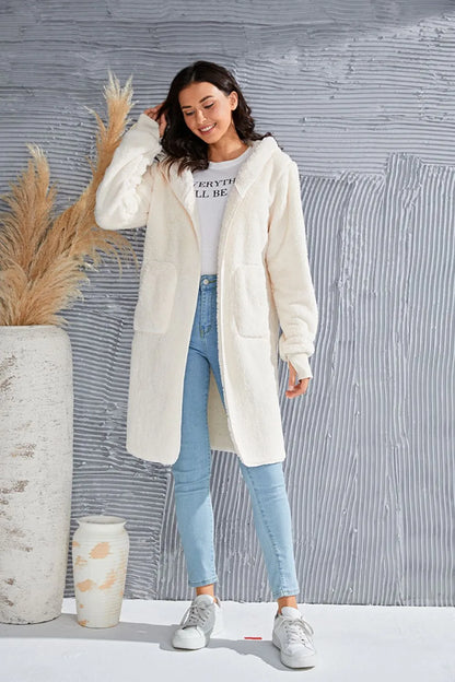 Double Take Full Size Hooded Teddy Bear Jacket with Thumbholes – Uneeque Designzz