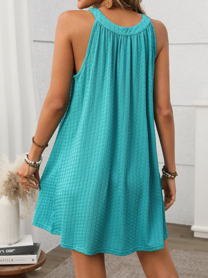 Textured Grecian Neck Mini Dress – Uneeque Designzz
