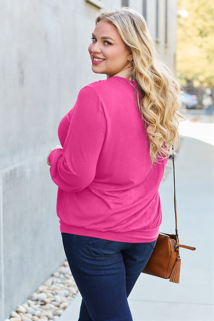 Basic Bae Full Size V-Neck Lantern Sleeve Top – Uneeque Designzz