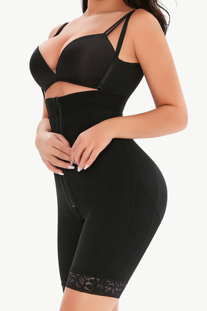 Full Size Lace Detail Zip-Up Under-Bust Shaping Bodysuit by Trendsi