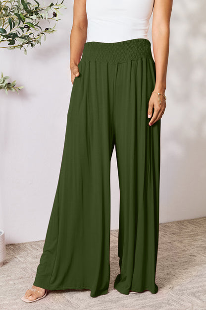 Double Take Full Size Smocked Wide Waistband Wide Leg Pants – Uneeque Designzz