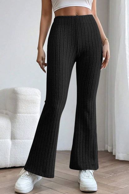 Basic Bae Full Size Ribbed High Waist Flare Pants – Uneeque Designzz