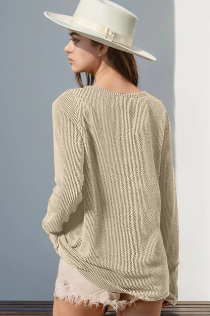 Double Take Full Size Notched Thumbhole Long Sleeve T-Shirt – Uneeque Designzz