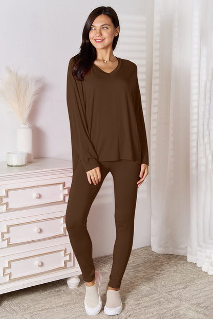 Basic Bae Full Size V-Neck Soft Rayon Long Sleeve Top and Pants Lounge Set – Uneeque Designzz