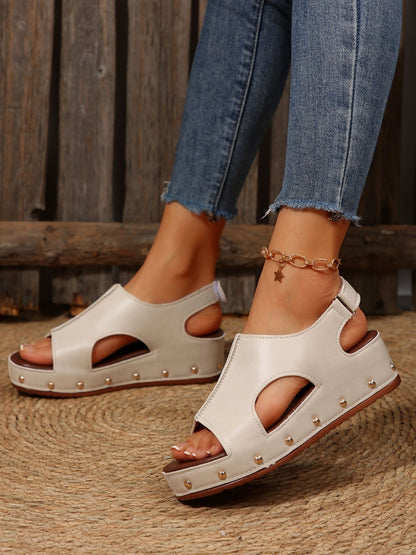 PU Leather Studded Wedge Sandals – Uneeque Designzz