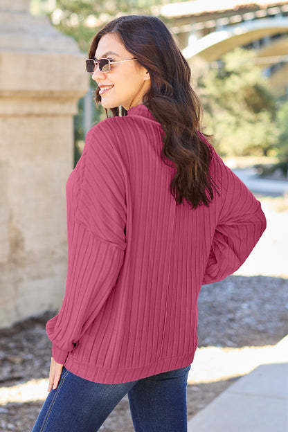Basic Bae Full Size Ribbed Exposed Seam Mock Neck Knit Top – Uneeque Designzz