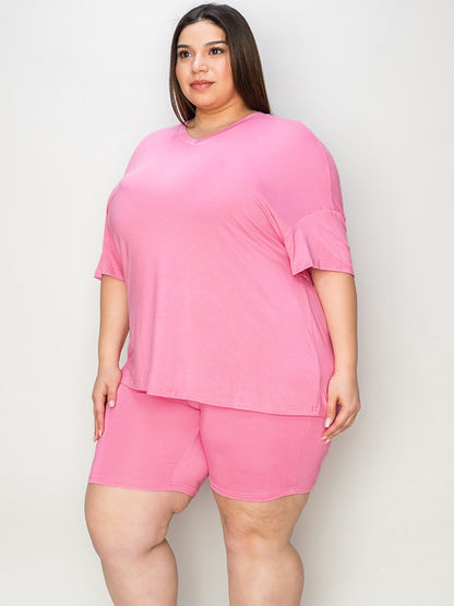 Basic Bae Full Size V-Neck Drop Shoulder T-Shirt and Shorts Set – Uneeque Designzz