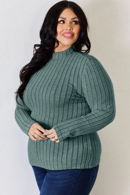 Basic Bae Full Size Ribbed Mock Neck Long Sleeve T-Shirt – Uneeque Designzz