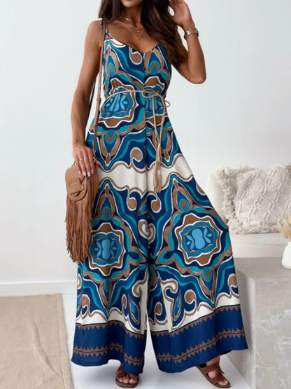 Paisley Spaghetti Strap Wide Leg Jumpsuit – Uneeque Designzz