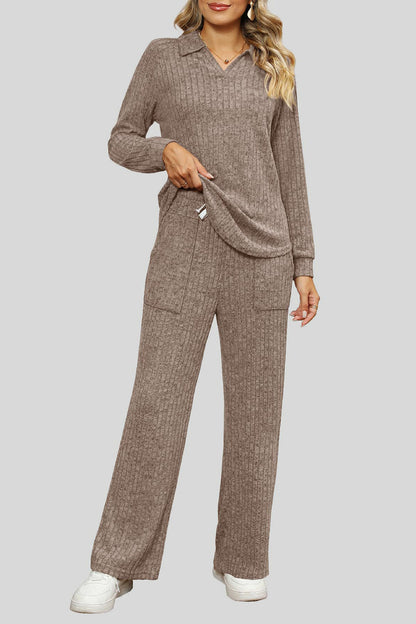 Ribbed Long Sleeve Top and Pocketed Pants Set – Uneeque Designzz