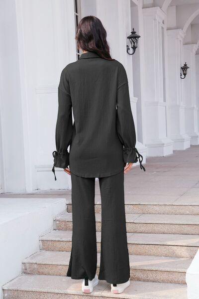 Drawstring Flounce Sleeve Shirt and Pants Set – Uneeque Designzz