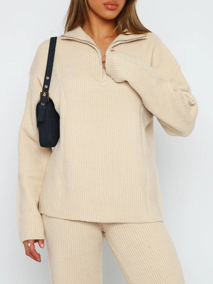 Quarter Zip Long Sleeve Top and Pants Set – Uneeque Designzz