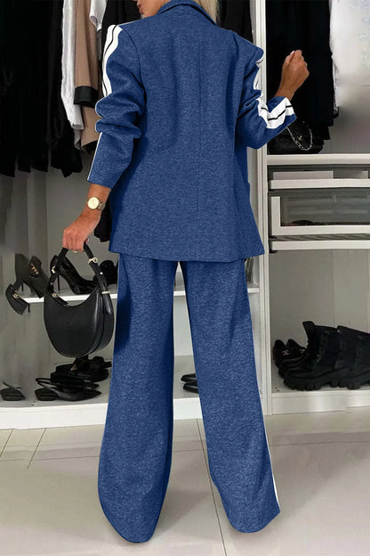Full Size Contrast Lapel Collar Top and Pants Set – Uneeque Designzz