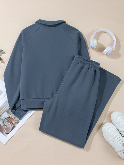 Collared Sweatshirt and High Waist Pants Active Set – Uneeque Designzz