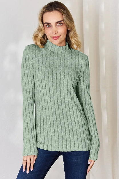 Basic Bae Full Size Ribbed Mock Neck Long Sleeve T-Shirt – Uneeque Designzz
