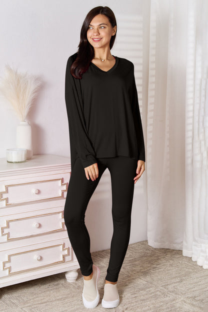 Basic Bae Full Size V-Neck Soft Rayon Long Sleeve Top and Pants Lounge Set – Uneeque Designzz