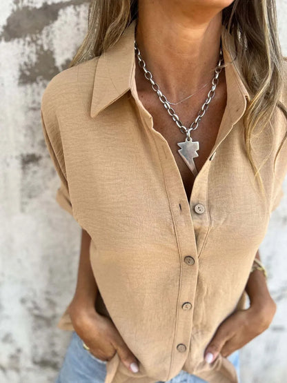 Full Size Collared Neck Half Sleeve Shirt Plus Size – Uneeque Designzz