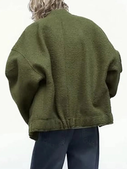Unlined Cotton Blend Drop Shoulder Button Jacket Relaxed Fit Outerwear – Uneeque Designzz
