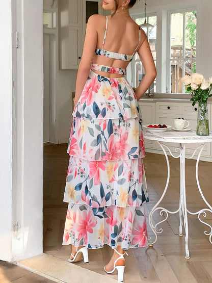Floral Layered Maxi Cami Dress – Uneeque Designzz