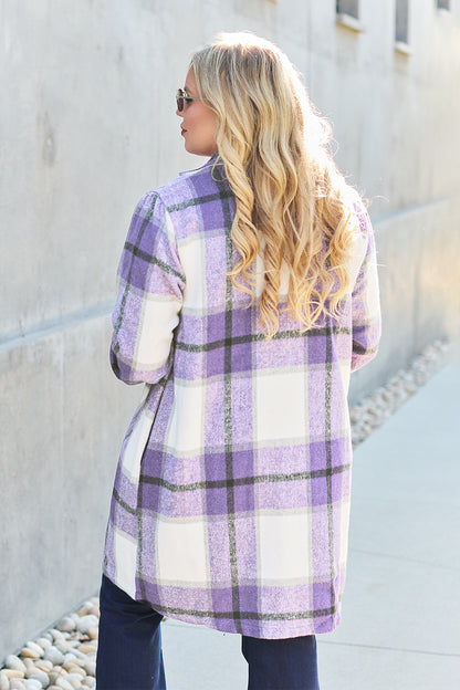 Double Take Full Size Plaid Button-Up Lapel Collar Coat – Uneeque Designzz