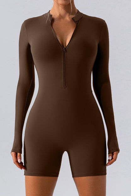 Half Zip Long Sleeve Active Romper – Uneeque Designzz