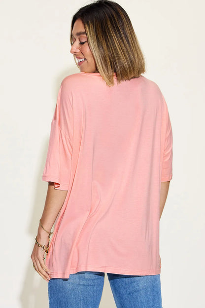 Basic Bae Full Size Bamboo V-Neck Drop Shoulder T-Shirt – Uneeque Designzz