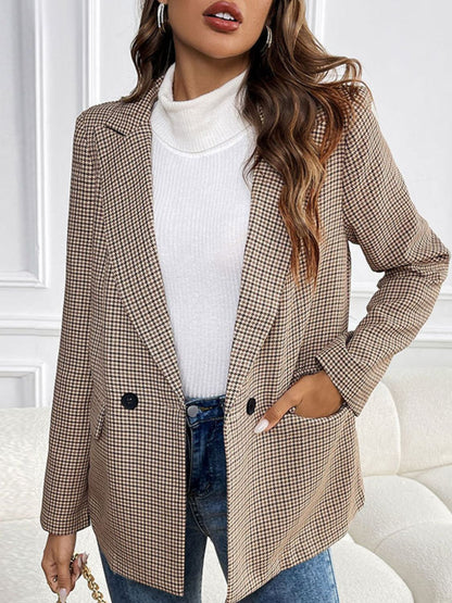 Perfee Plaid Lapel Collar Long Sleeve Blazer – Uneeque Designzz
