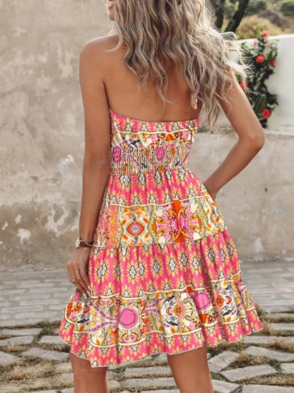 Paisley Print Halter Neck Mini Dress – Uneeque Designzz