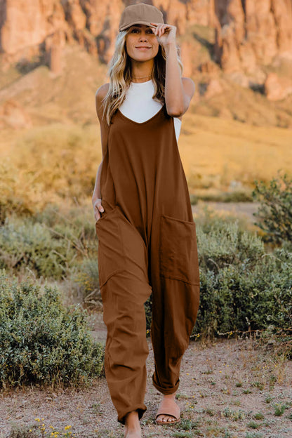 Double Take Full Size V-Neck Sleeveless Jumpsuit with Pockets – Uneeque Designzz