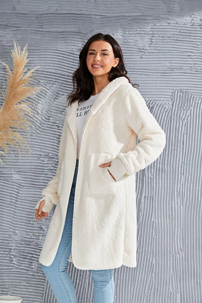 Double Take Full Size Hooded Teddy Bear Jacket with Thumbholes – Uneeque Designzz
