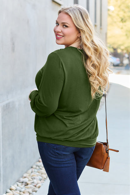 Basic Bae Full Size V-Neck Lantern Sleeve Top – Uneeque Designzz
